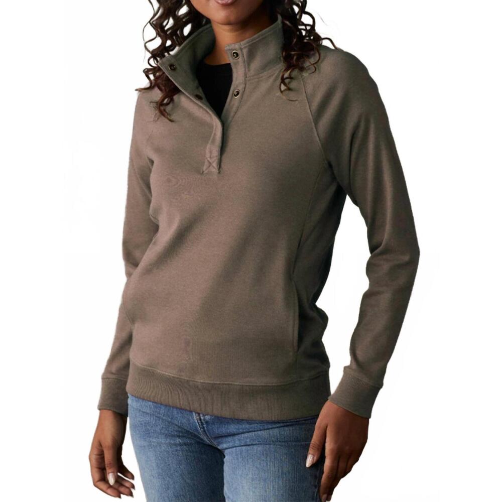 NEW THE NORMAL BRAND puremeso weekend snap pullover in taupe